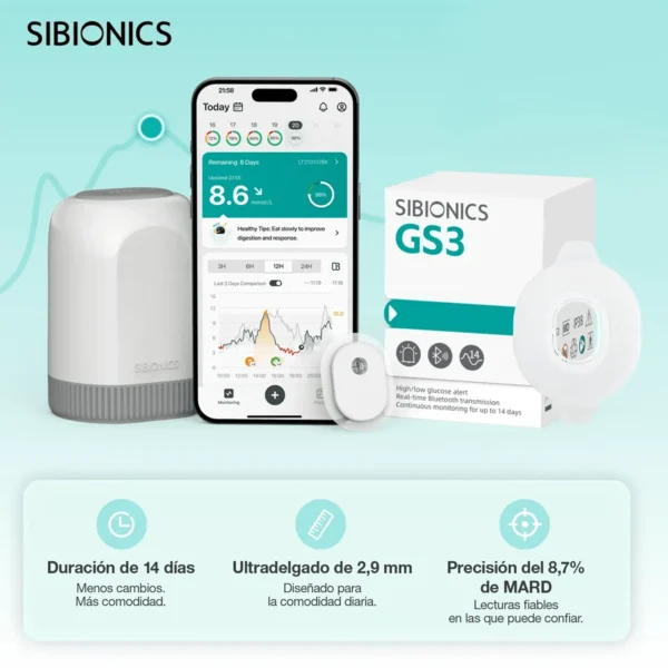 Monitor Continuo de Glucosa Sibionics GS3