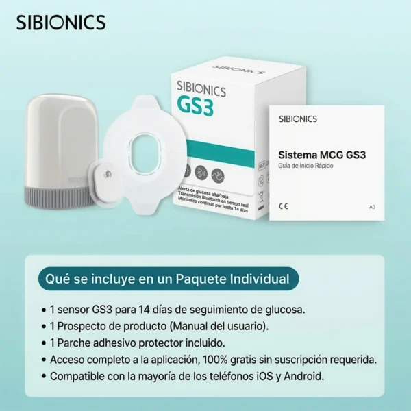 Monitor Continuo de Glucosa Sibionics GS3
